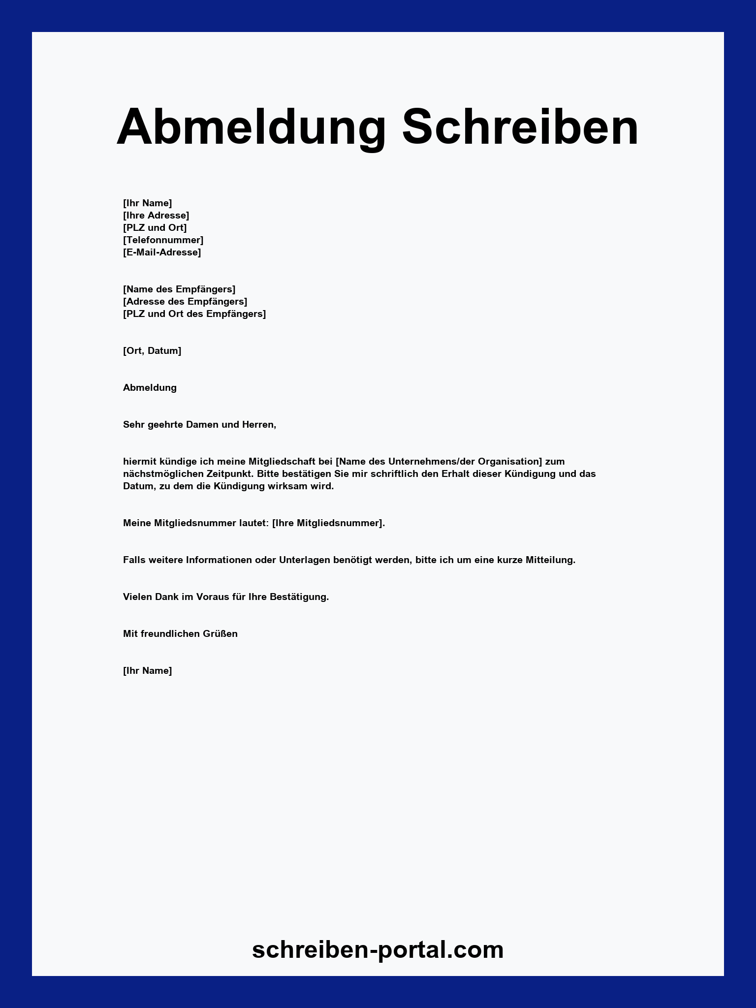 Abmeldung Schreiben