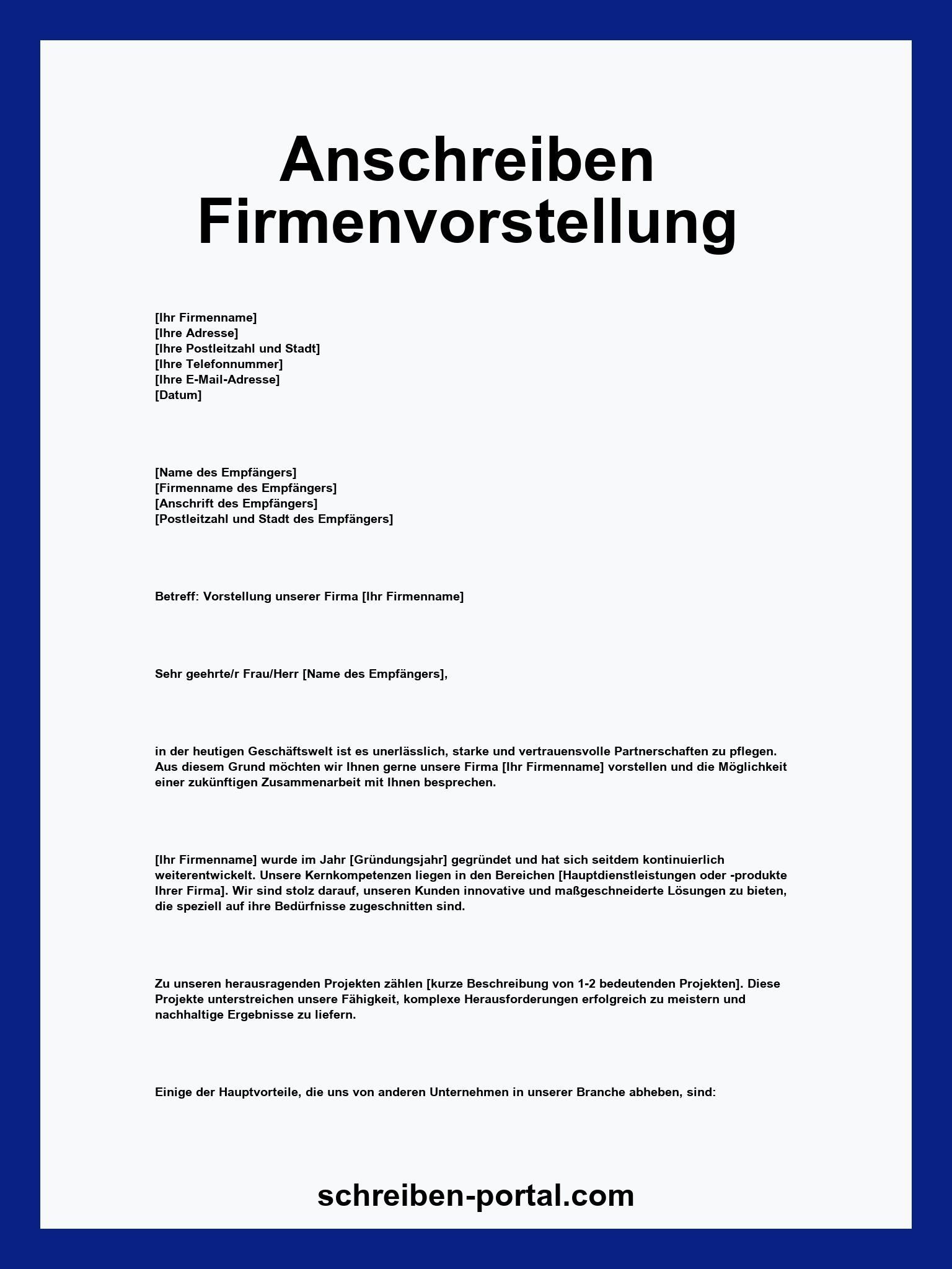 Anschreiben Firmenvorstellung Muster PDF