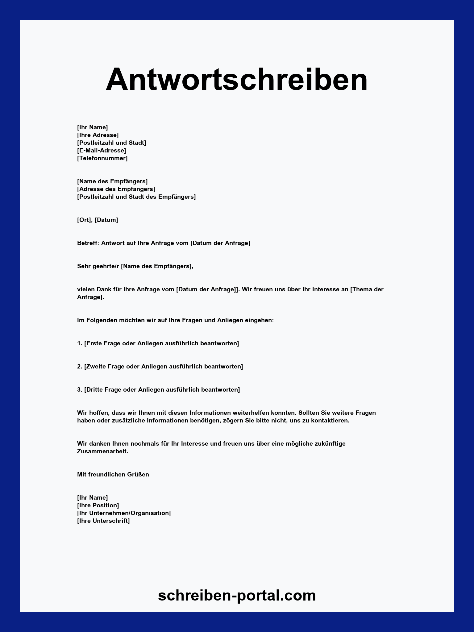 Antwortschreiben Muster