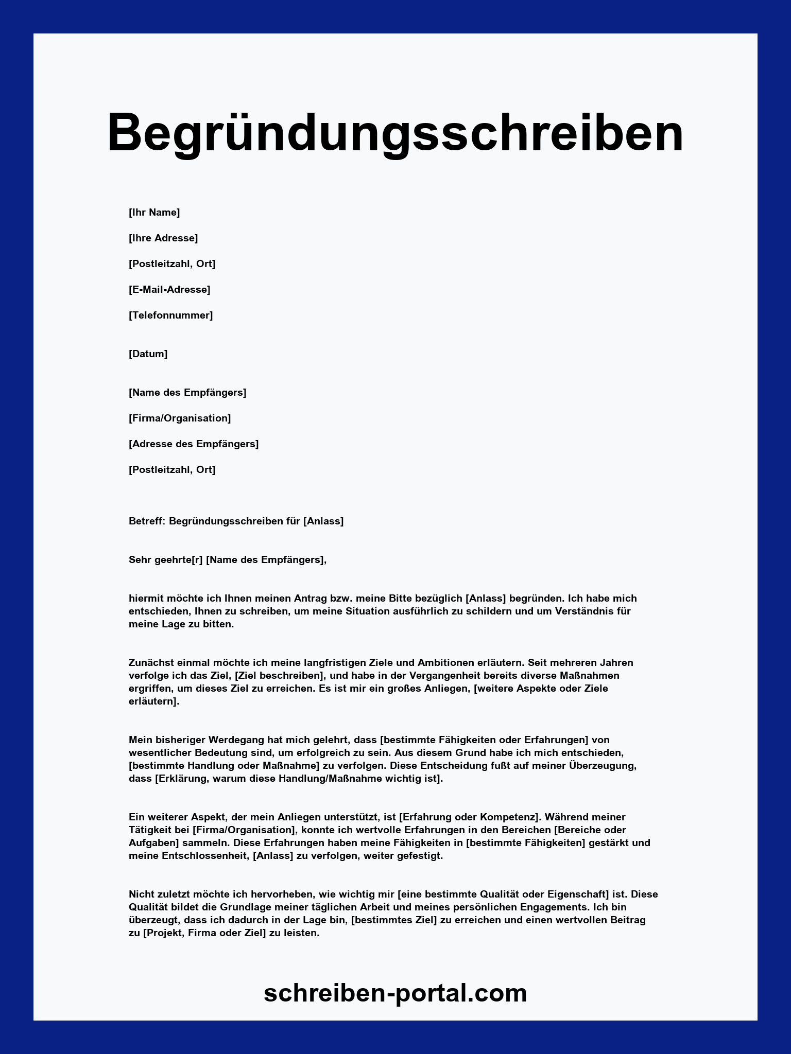 Begründungsschreiben