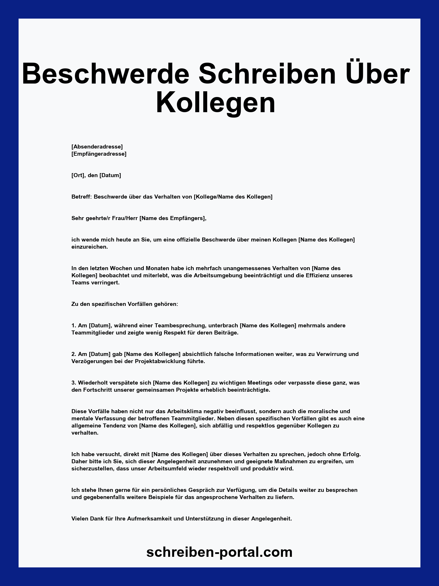 Beschwerde Schreiben Über Kollegen