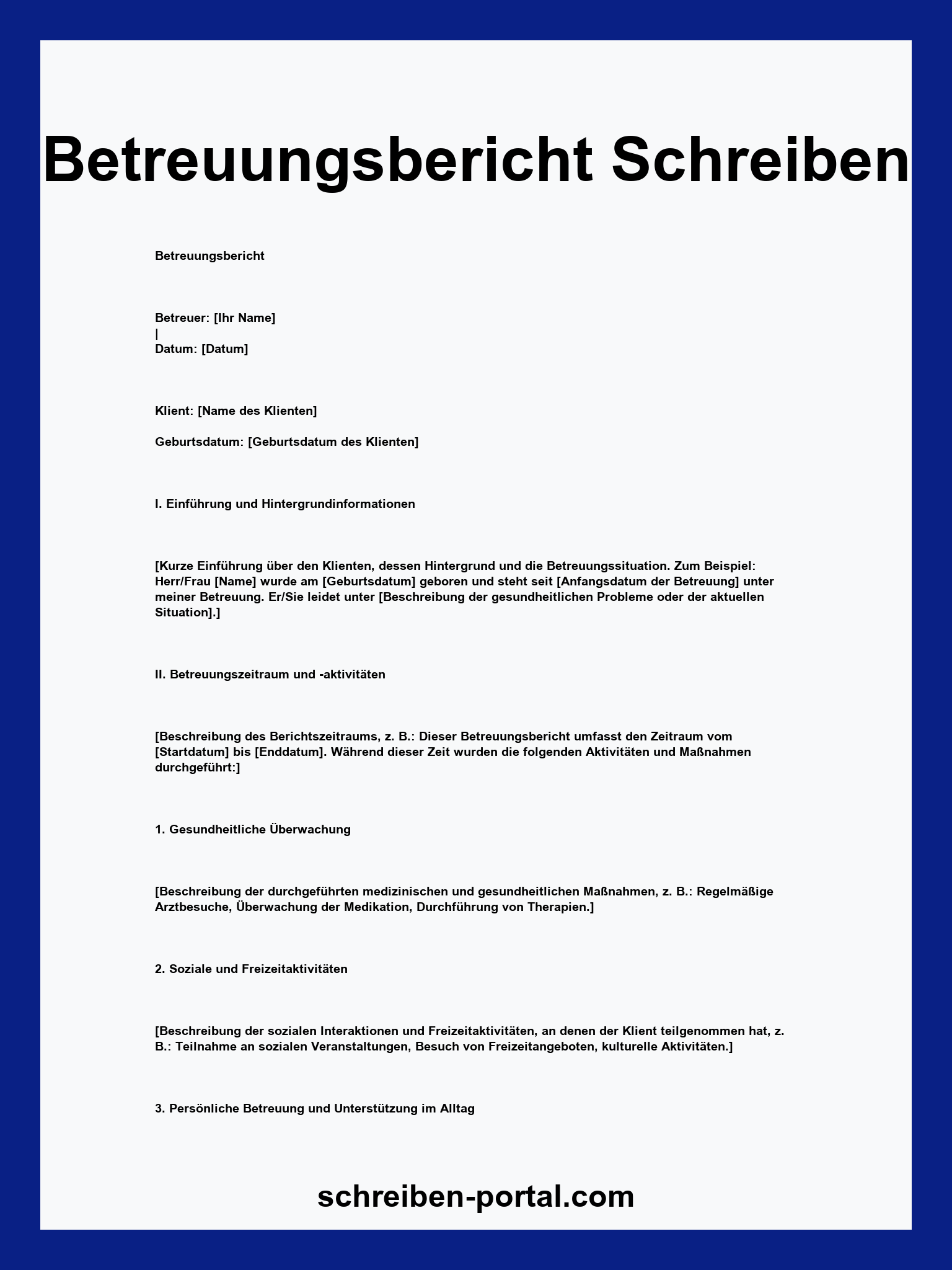 Betreuungsbericht Schreiben Muster