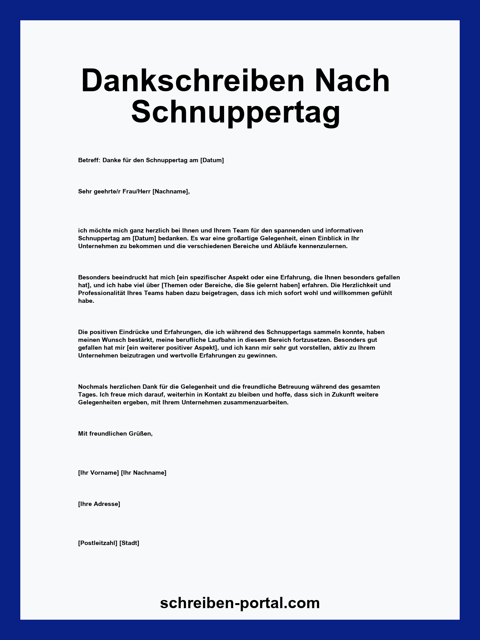 Dankschreiben Nach Schnuppertag Muster