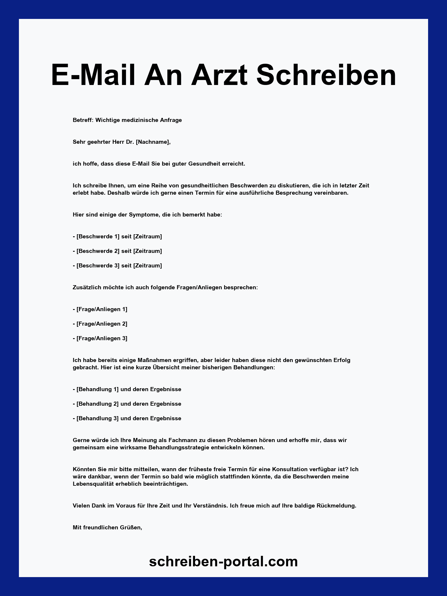 E-Mail An Arzt Schreiben Muster