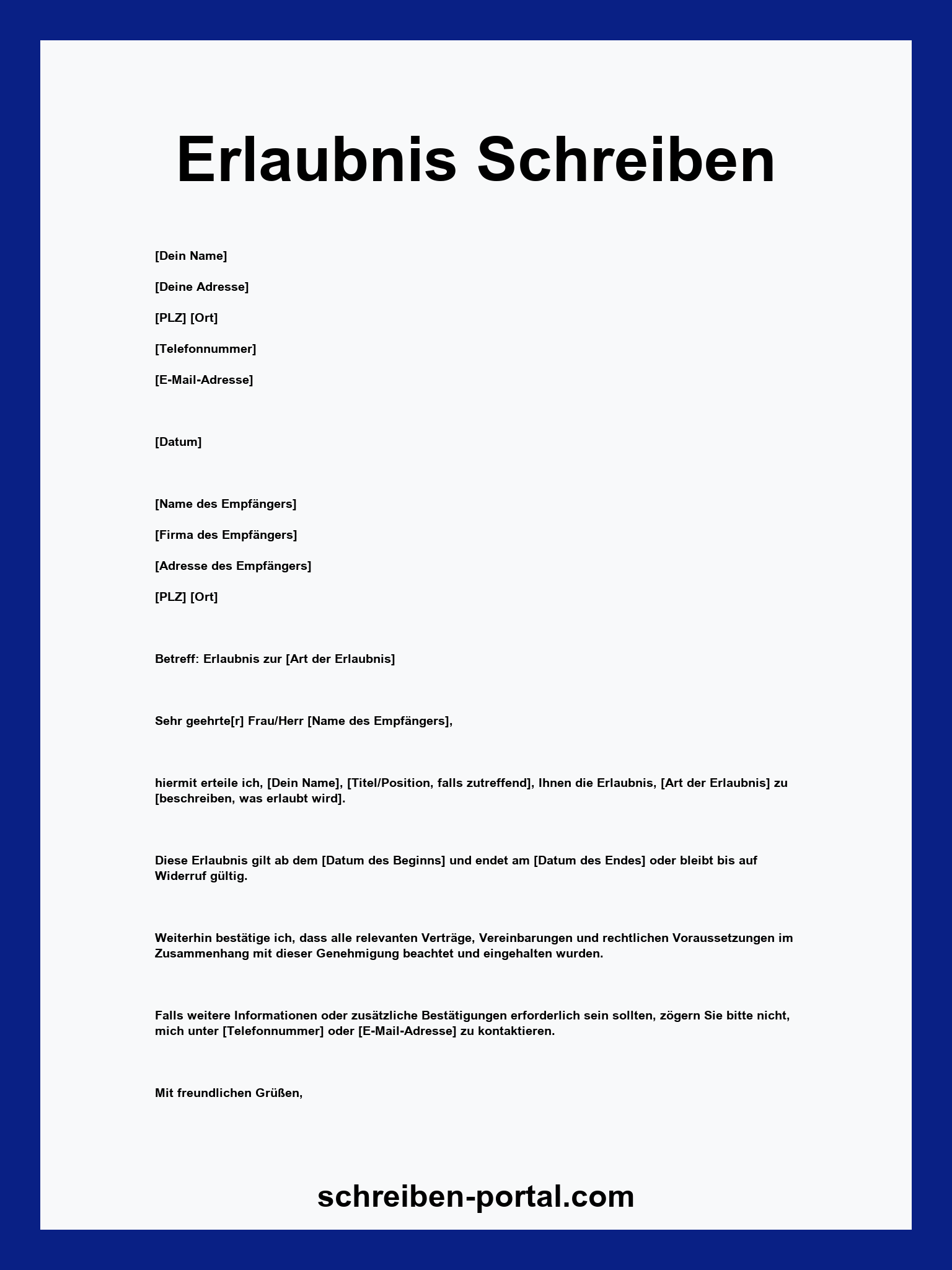 Erlaubnis Schreiben