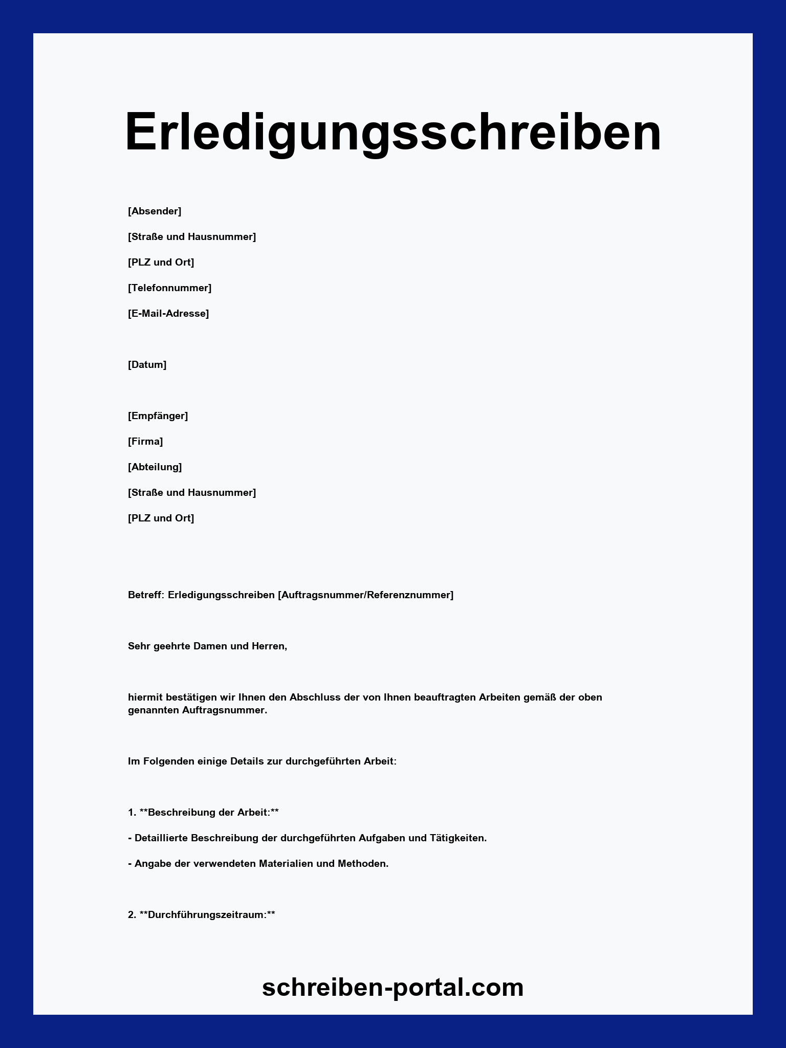 Erledigungsschreiben Muster