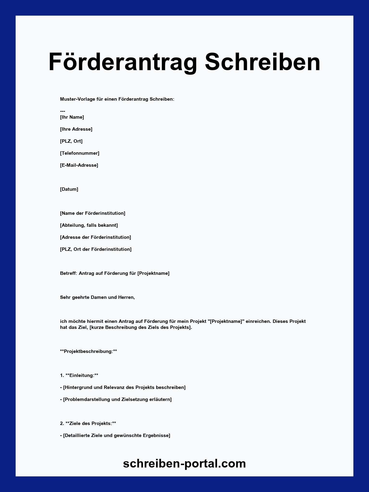 Förderantrag Schreiben Muster
