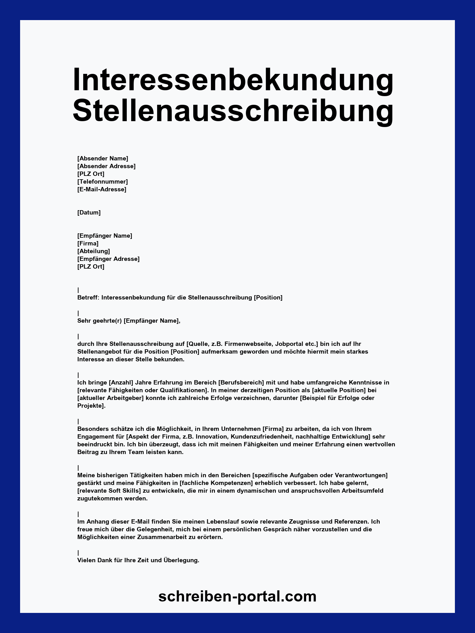 Interessenbekundung Stellenausschreibung Muster