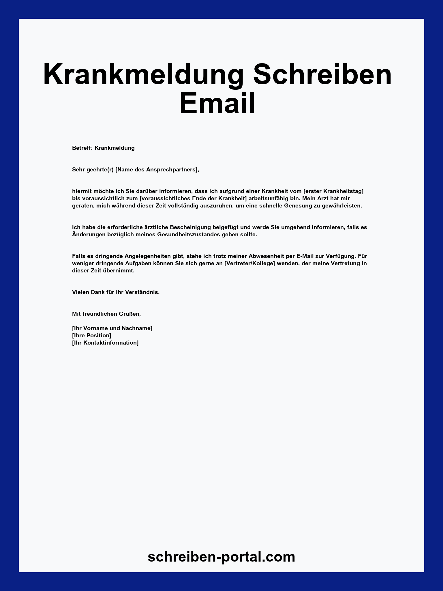 Krankmeldung Schreiben Muster Email