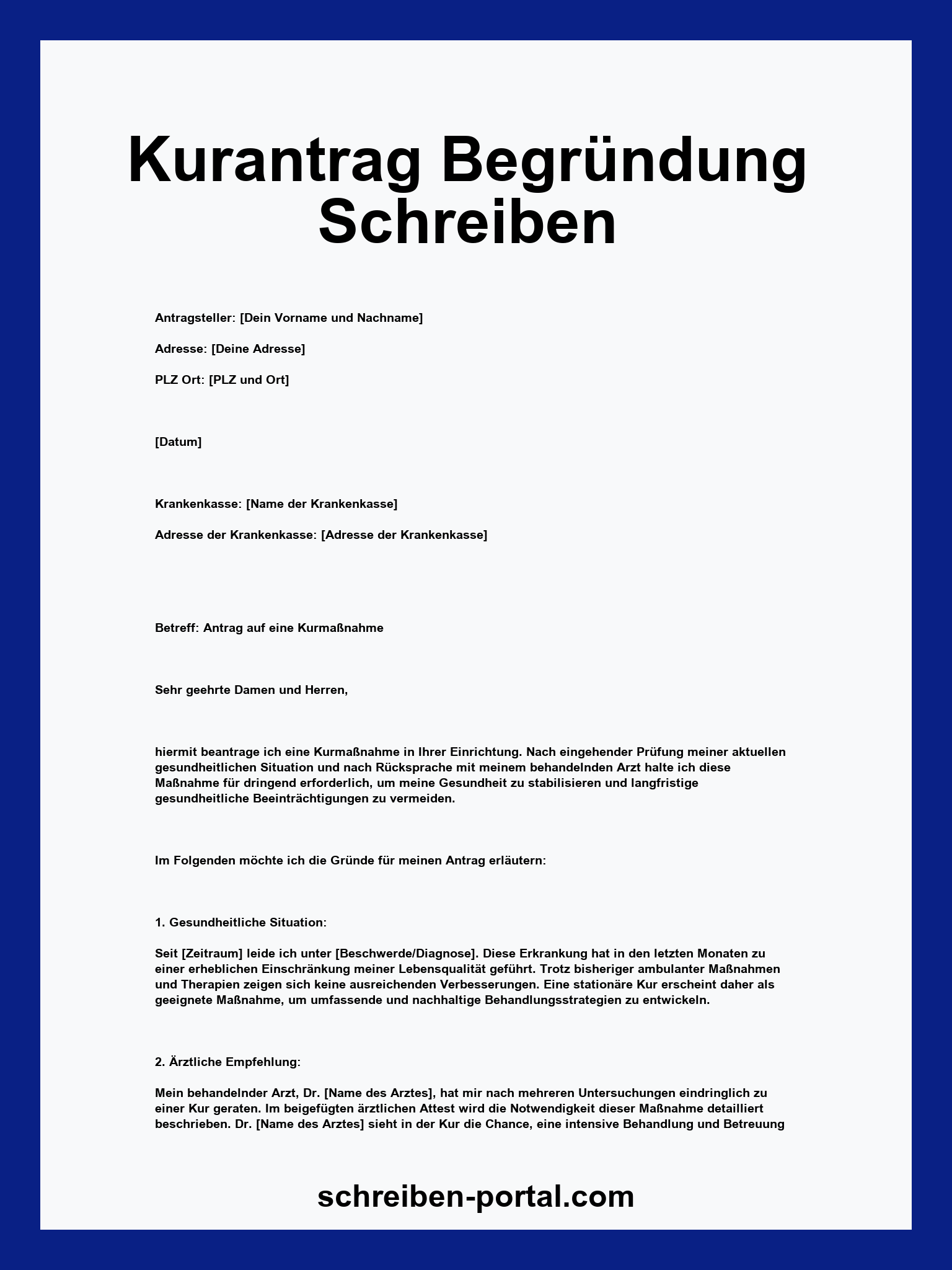 Kurantrag Begründung Schreiben Muster