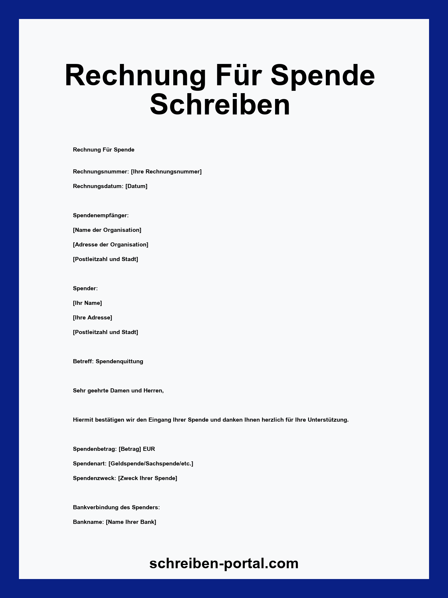 Rechnung Für Spende Schreiben Vorlage