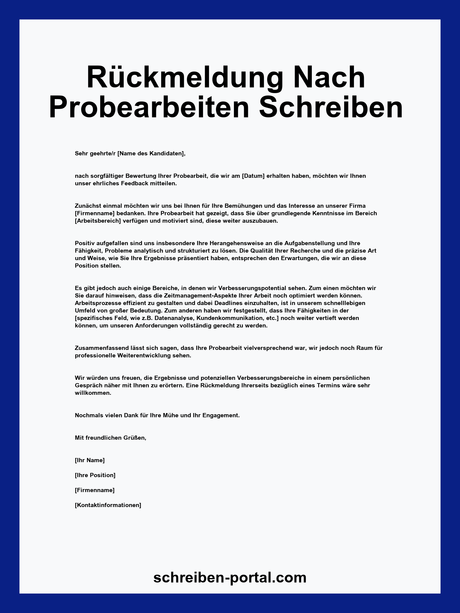 Rückmeldung Nach Probearbeiten Schreiben