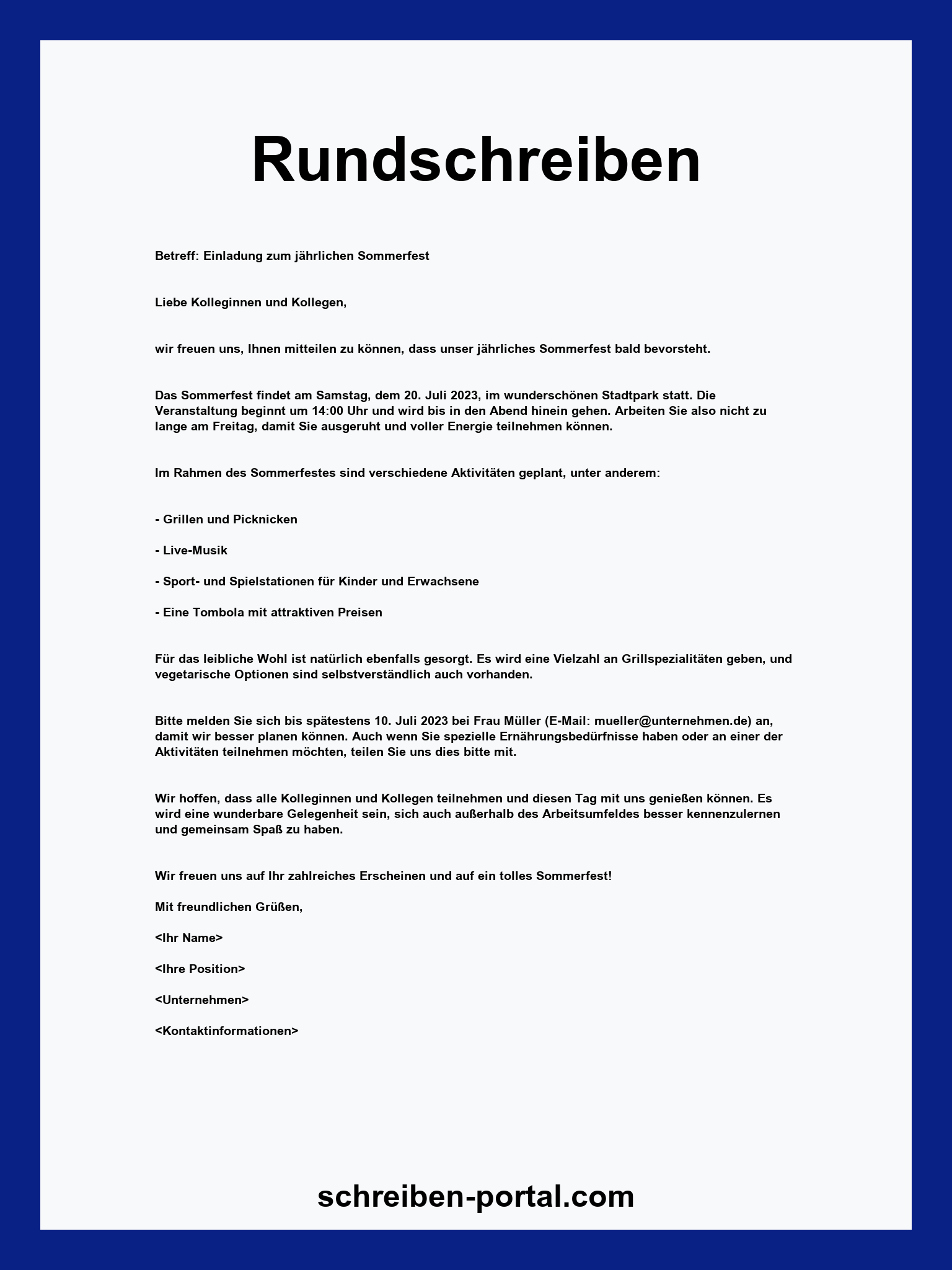 Rundschreiben Vorlage