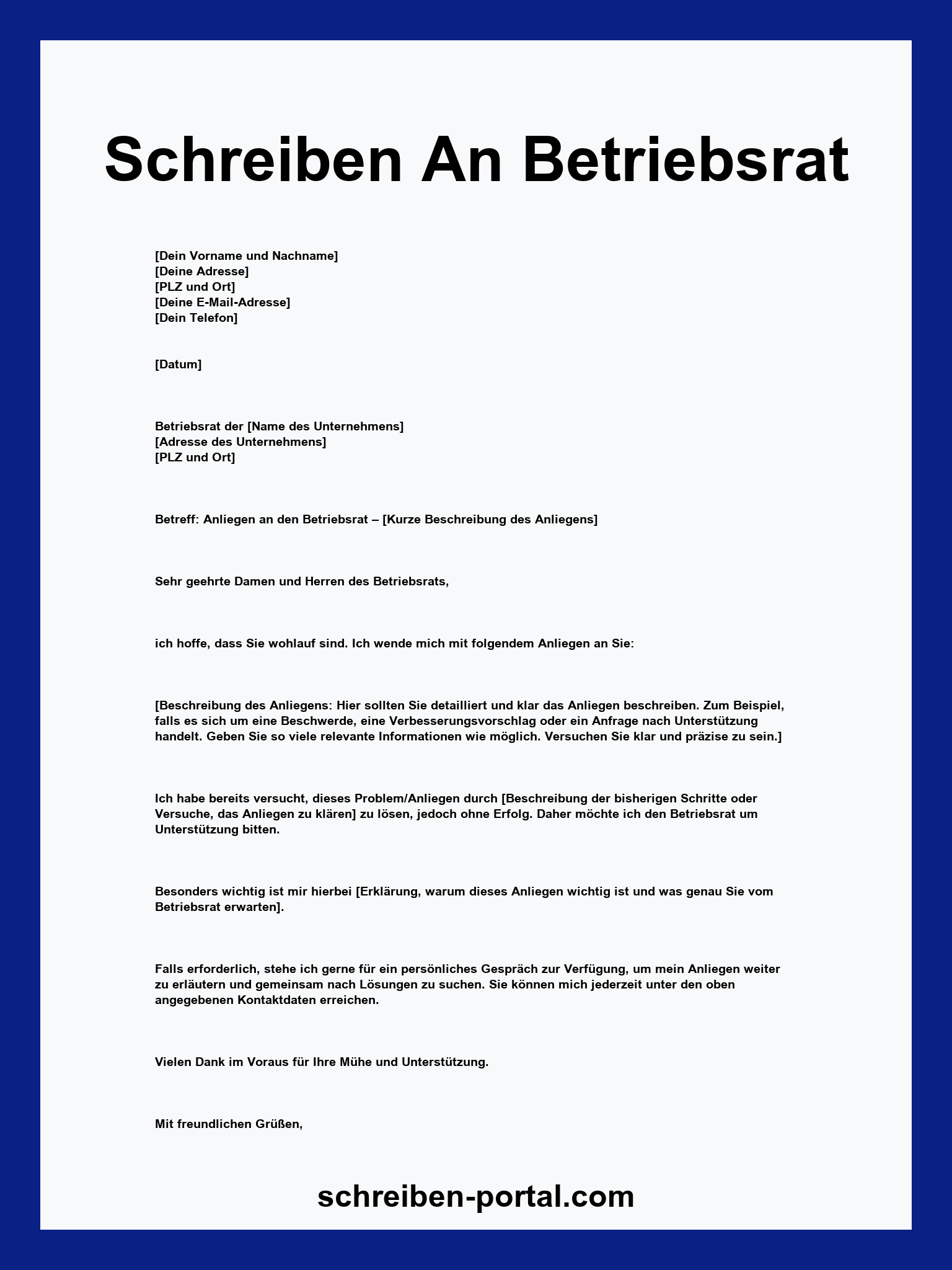 Schreiben An Betriebsrat Muster