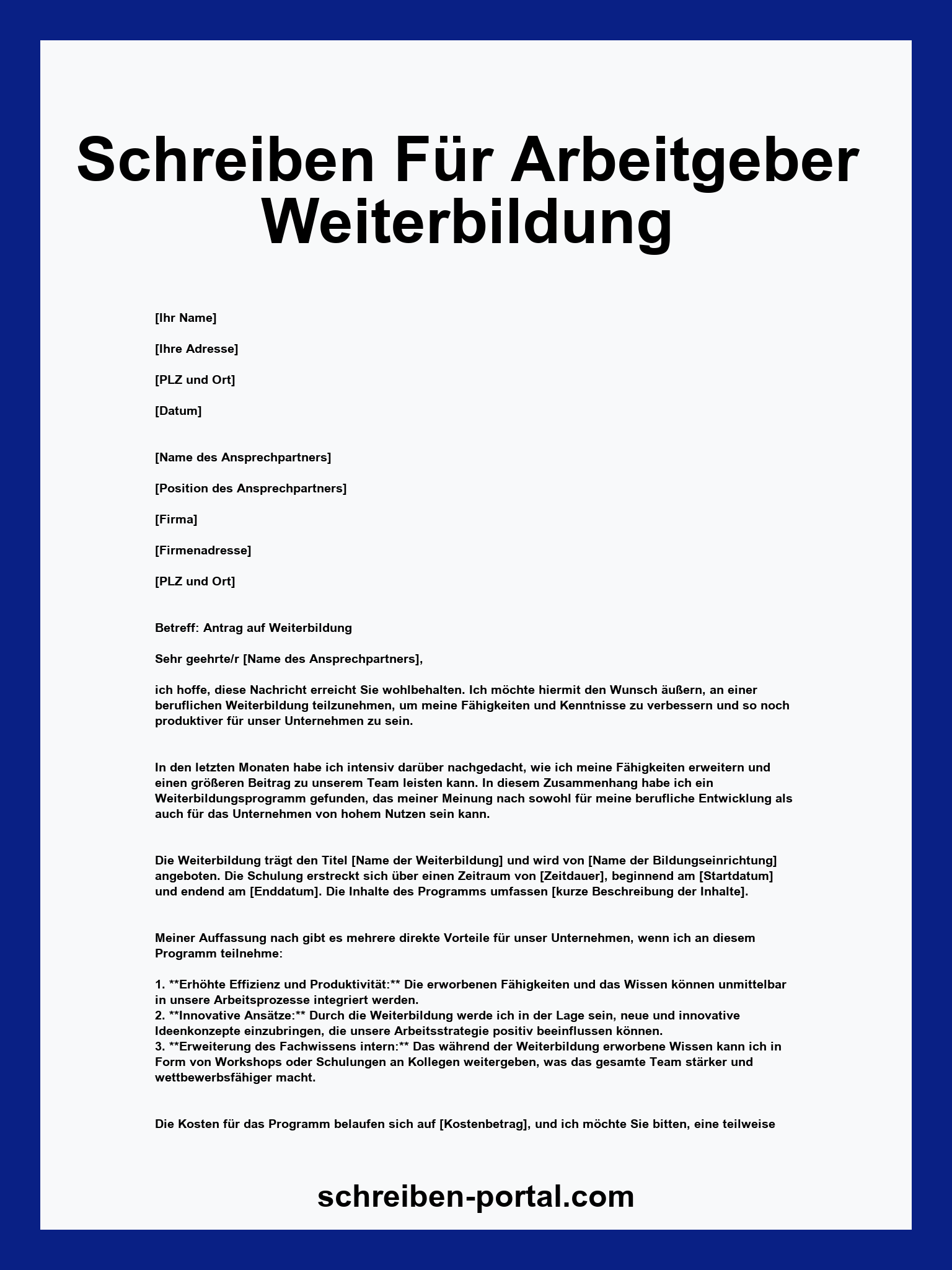 Schreiben Für Arbeitgeber Weiterbildung Muster