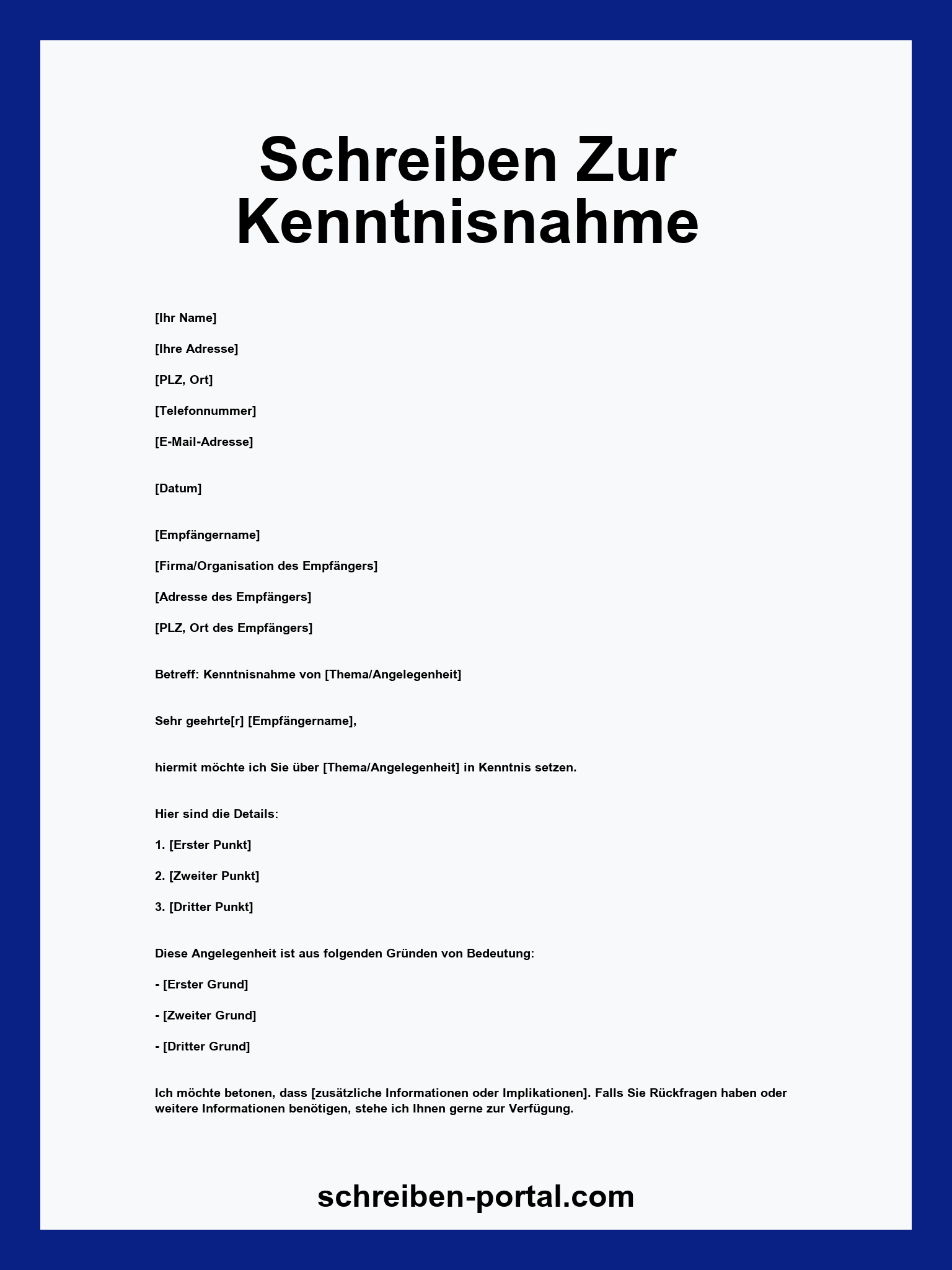 Schreiben Zur Kenntnisnahme