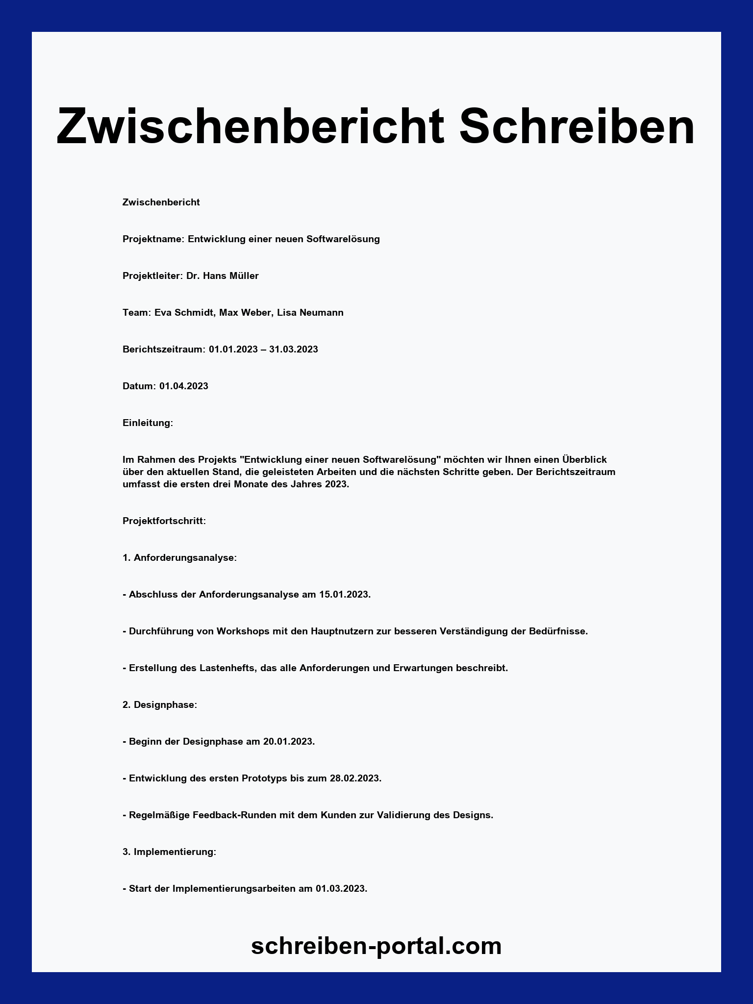 Zwischenbericht Schreiben